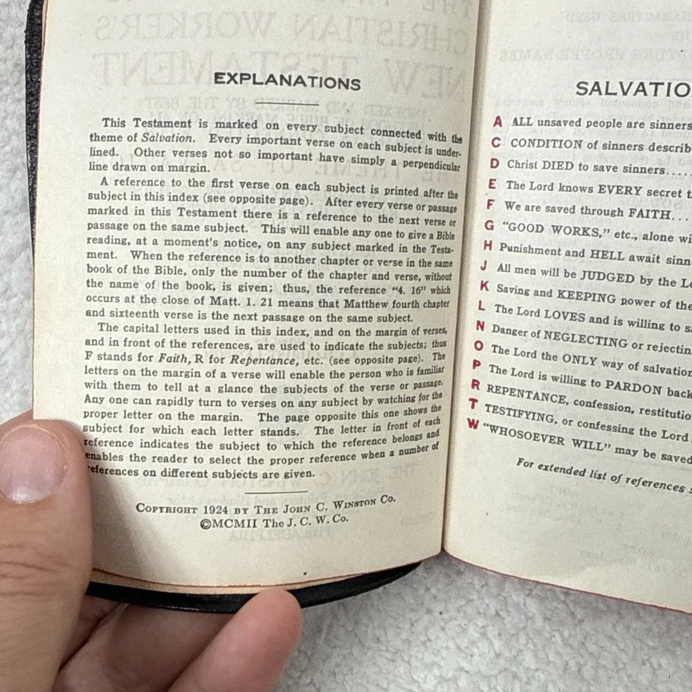 1924 KJV International Christian Worker's New Testament Bible John Winston